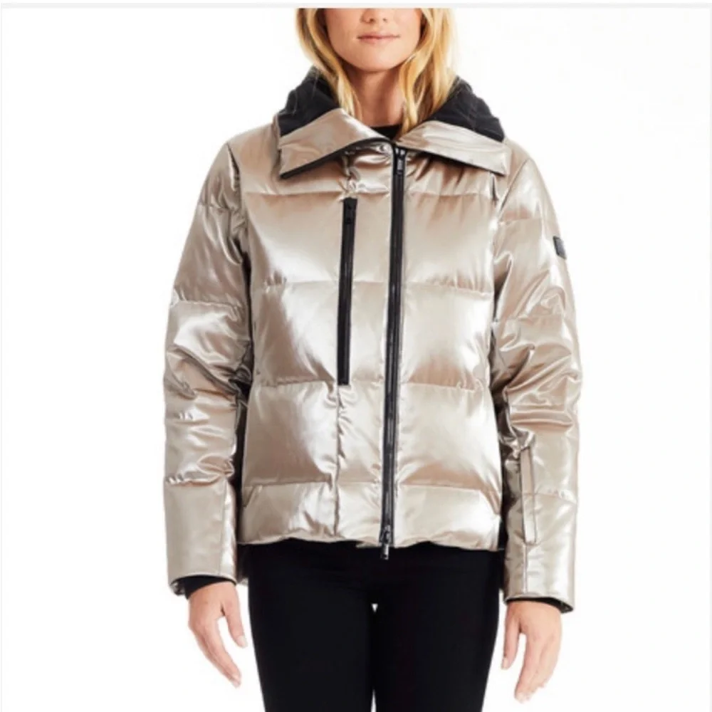 TUMI Champagne Shine Winter Jacket. Lots of functionality to this jacket. NWOT - Picture 1 of 7